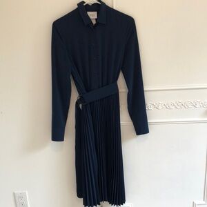 Akris Blue Long Sleeve Dress Shirt with Collar